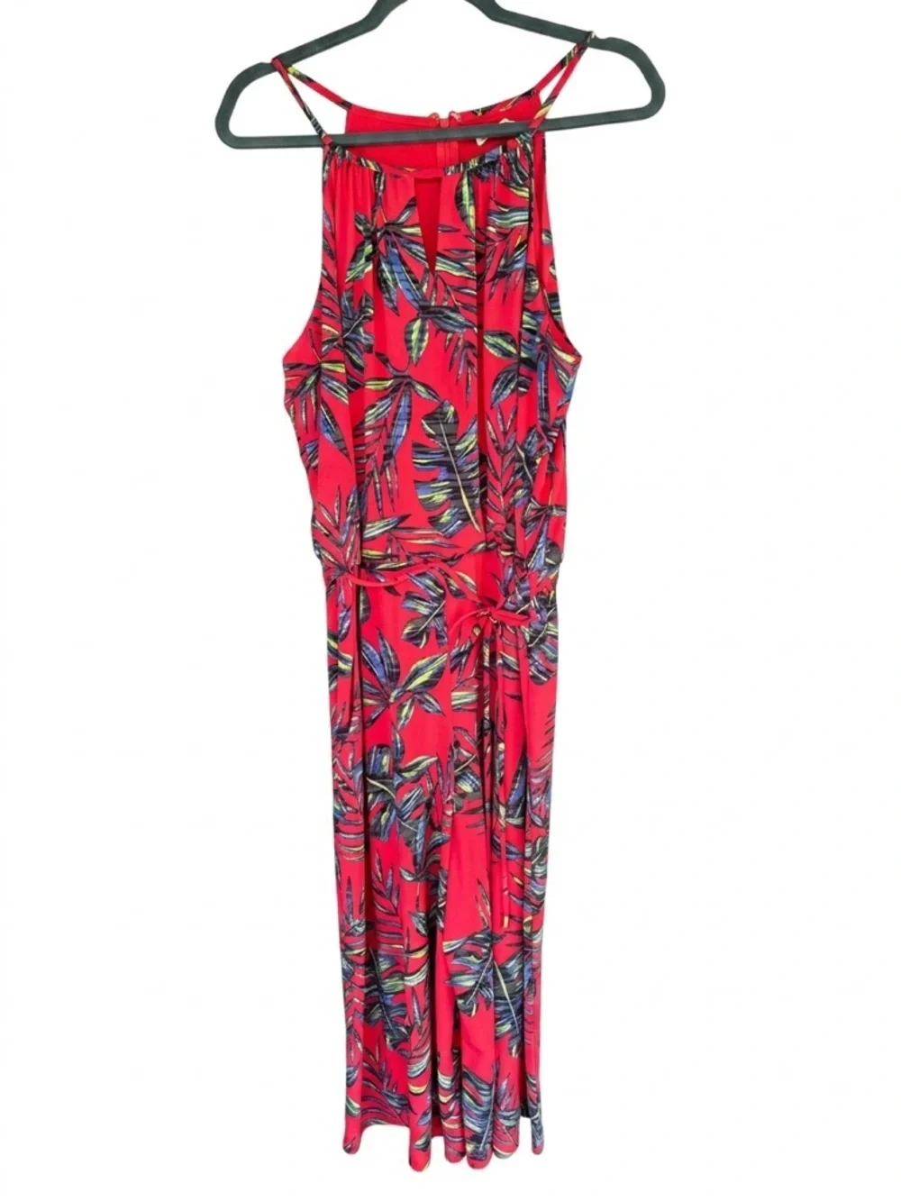 London times Red Tropical Print Halter Jumpsuit - Picture 2 of 10